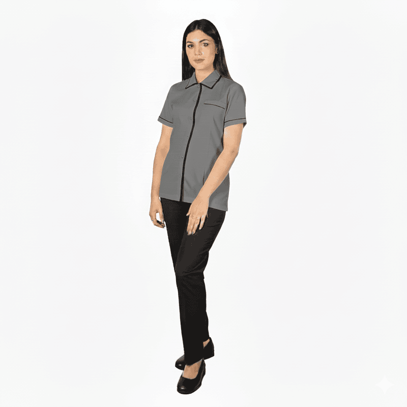 Women’s Housekeeping Uniform Set – Regular Fit with V-Cut Front