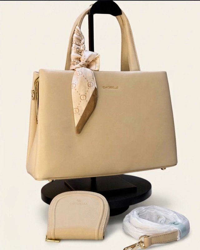 Chrisbella Elegant Tote Handbag with Matching Pouch & Scarf