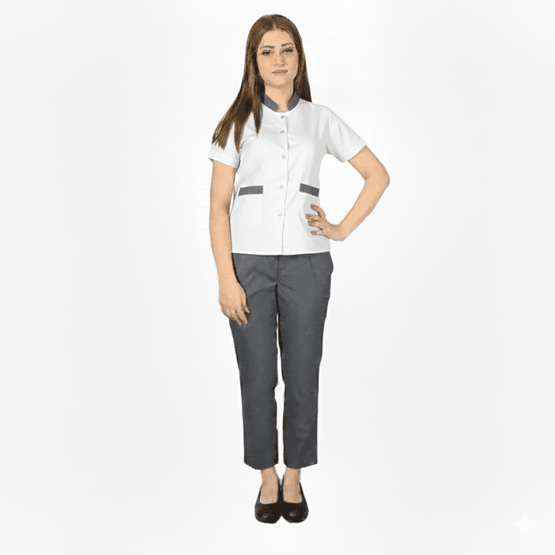 Women’s Housekeeping Uniform Set – Regular Fit, Classic Front Style