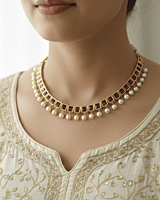 MAROON SQAURE STONE NECKALCE