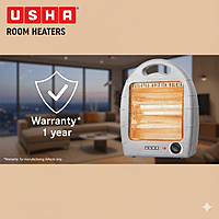 The energy-efficient 800-watt USHA Halogen Heater HH 4002, a smart choice for saving electricity. The energy-efficient 800-watt USHA Halogen Heater HH 4002, a smart choice for saving electricity.