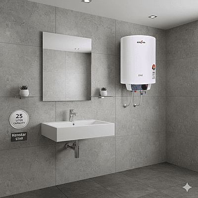 Front view of the Kenstar Star F 15-liter storage water heater.