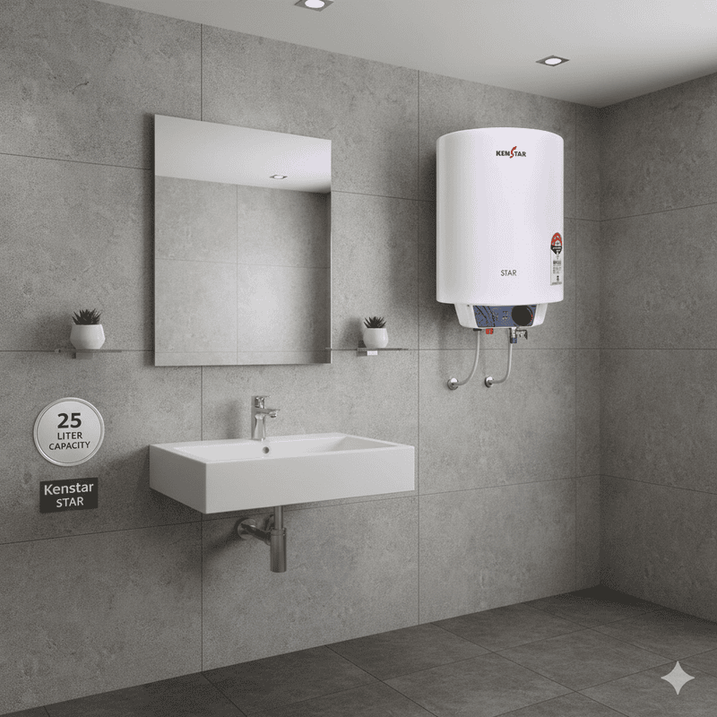 Front view of the Kenstar Star F 15-liter storage water heater.