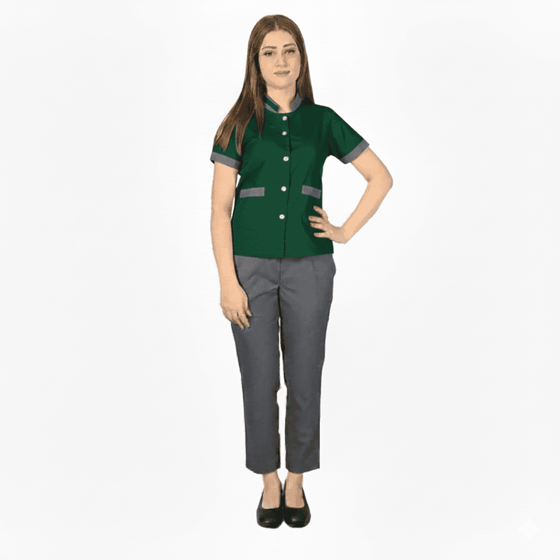 Women’s Housekeeping Uniform Set – Regular Fit, Classic Front Style