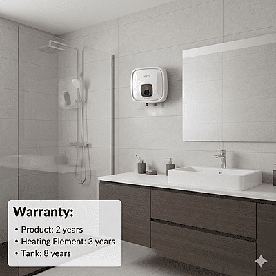 A family bathroom featuring the Usha Aquerra 15 litre geyser.