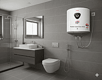 The durable, rust-proof powder-coated outer body of the Padmini electric water heater. The durable, rust-proof powder-coated outer body of the Padmini electric water heater.