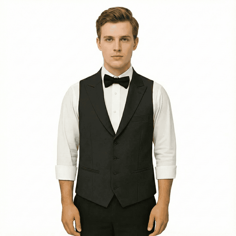 Men’s 4-Button Blazer-Collar Waistcoat – England TR Fabric