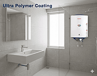 Front view of the Padmini Majesty 15L geyser, highlighting its external temperature control knob. Front view of the Padmini Majesty 15L geyser, highlighting its external temperature control knob.