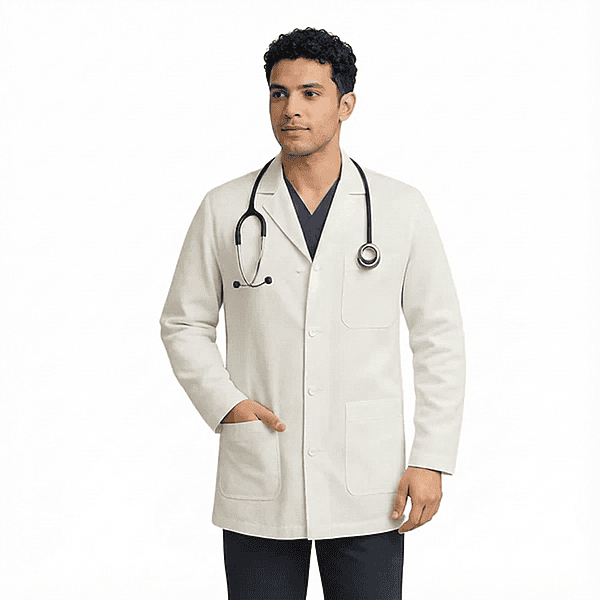 Men’s White Cotton Lab Coat – Professional Doctor’s Coat