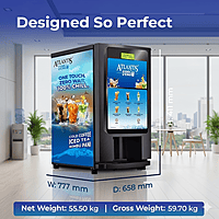 Dimension of Atlantis COOL Vend, showcasing its feather-touch buttons for six drink options. Dimension of Atlantis COOL Vend, showcasing its feather-touch buttons for six drink options.