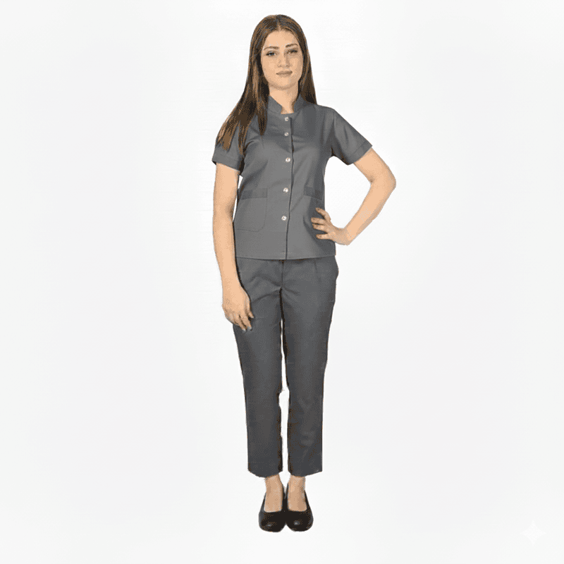 Women’s Housekeeping Uniform Set – Regular Fit, Classic Front Style