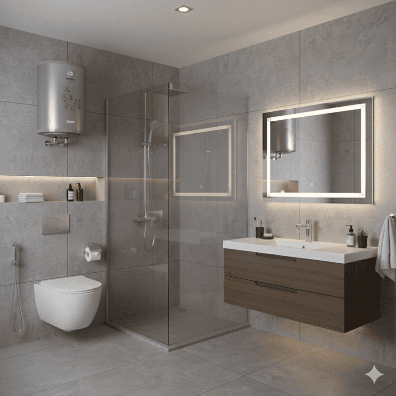 A 50-litre capacity Usha Misty geyser, perfect for large families.