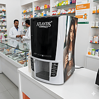 A close-up of the customizable settings panel on the Atlantis Compact beverage machine.