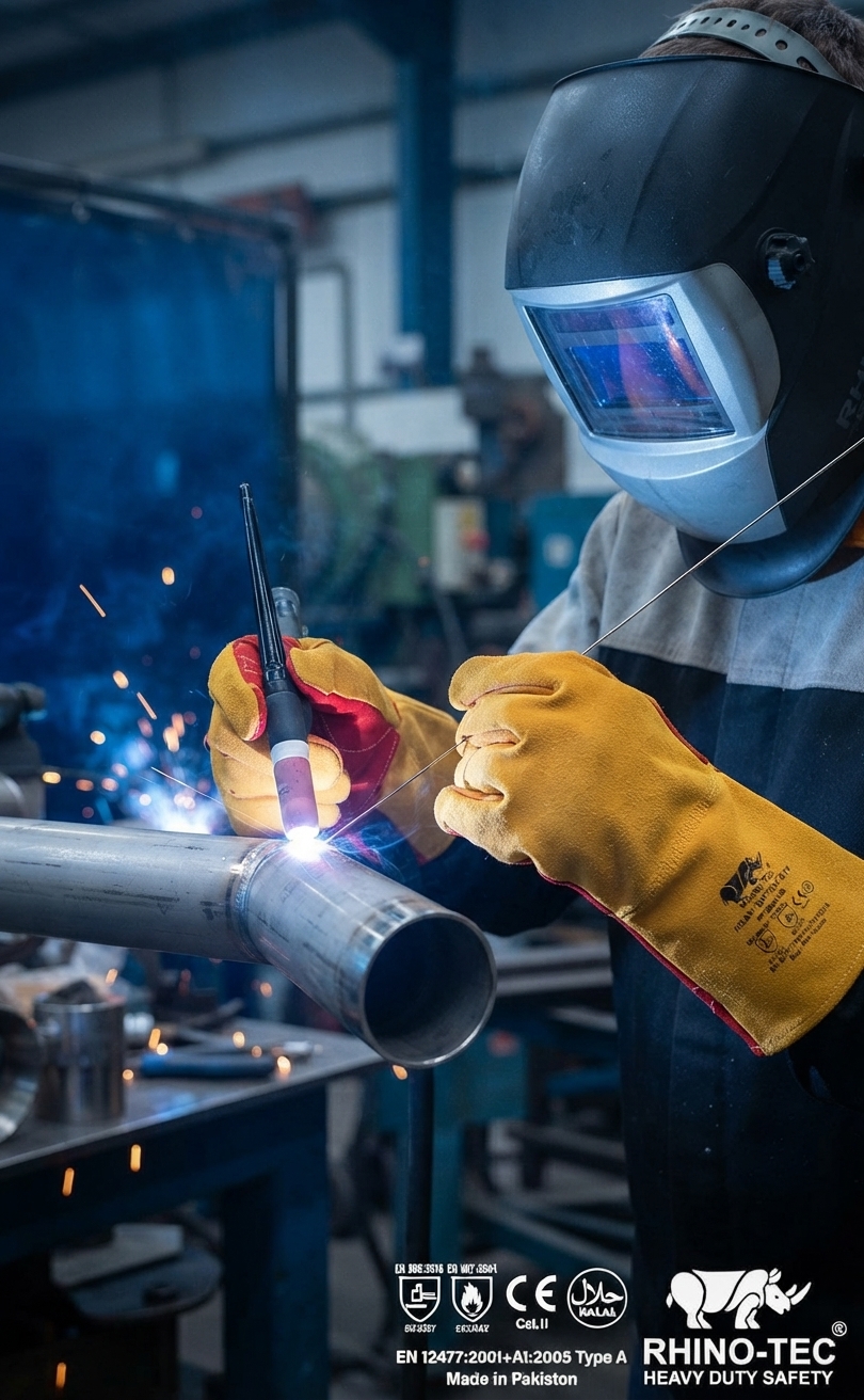 Rhino-Tec Leather Welding Gloves Premium Fully Kevlar thread