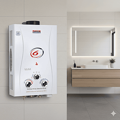 A person adjusting the Summer/Winter selection knob on the Padmini "Flora" for energy savings.