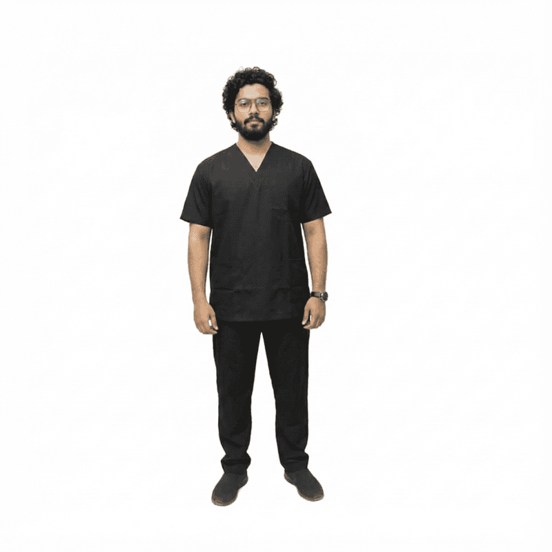 Men’s V-Neck Clinical Scrub Uniform – 2-Piece, 170 GSM Twill Fabric