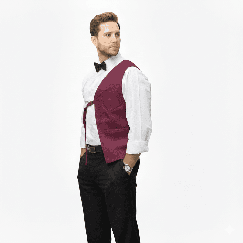 Unisex Half-Panel Leather Vest – Adjustable Belted Design