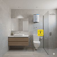 The energy efficiency star rating label on the Usha Misty 25L water heater. The energy efficiency star rating label on the Usha Misty 25L water heater.