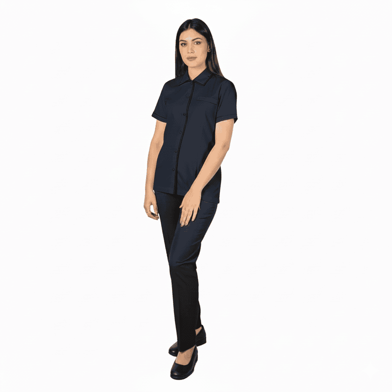 Women’s Housekeeping Uniform Set – Regular Fit with V-Cut Front