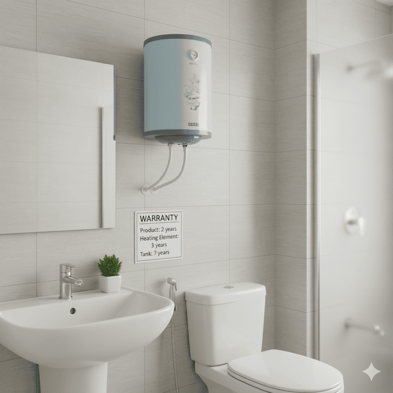 Close-up of the temperature control knob on the Usha Misty water heater.