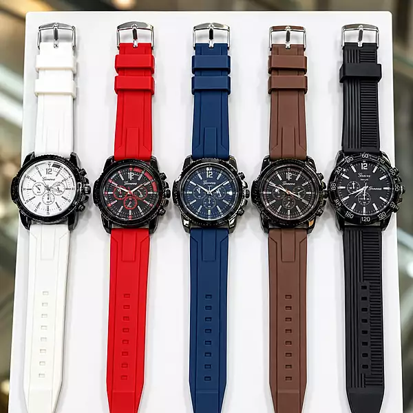 Geneva Sporty Silicone Strap Quartz Watch