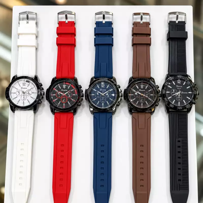 Geneva Sporty Silicone Strap Quartz Watch