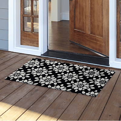 Geometric Floral Coir Doormat