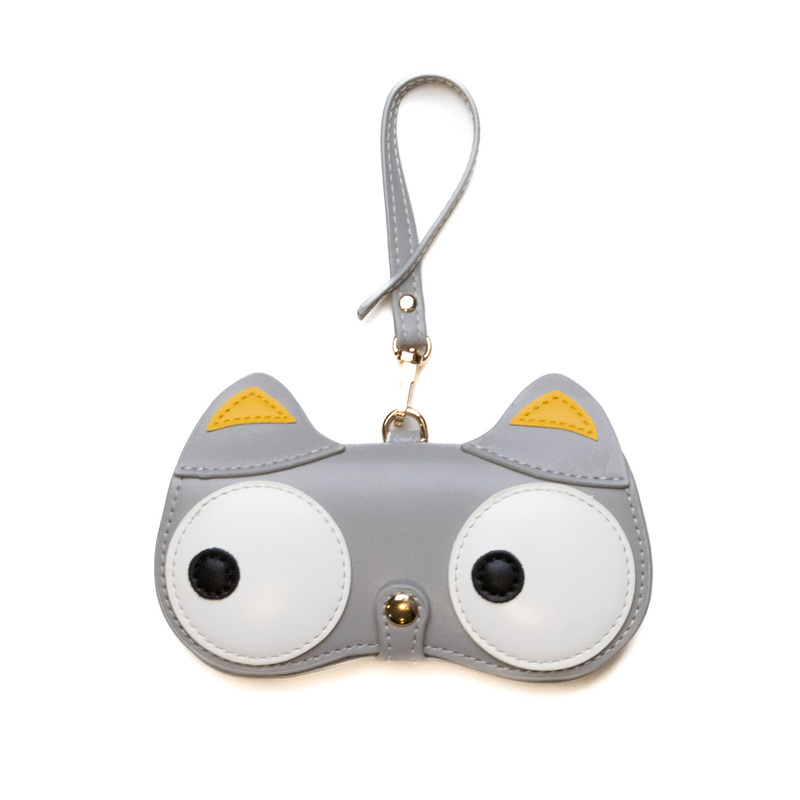 Glass Case Leather Gray Cross-eyed Cat