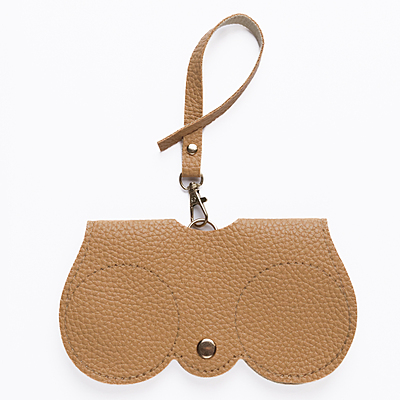 Glass Case Leather Khaki Plain