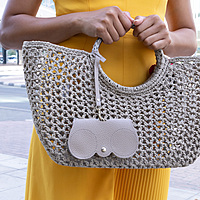 Glass Case Leather White Gray Plain