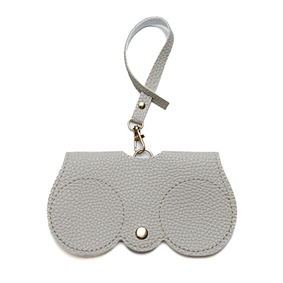 Glass Case Leather White Gray Plain