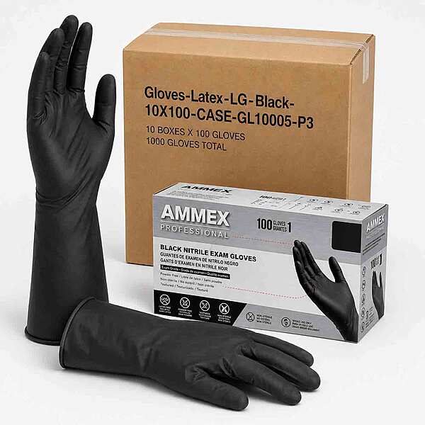 Gloves Latex LG Black 10/100