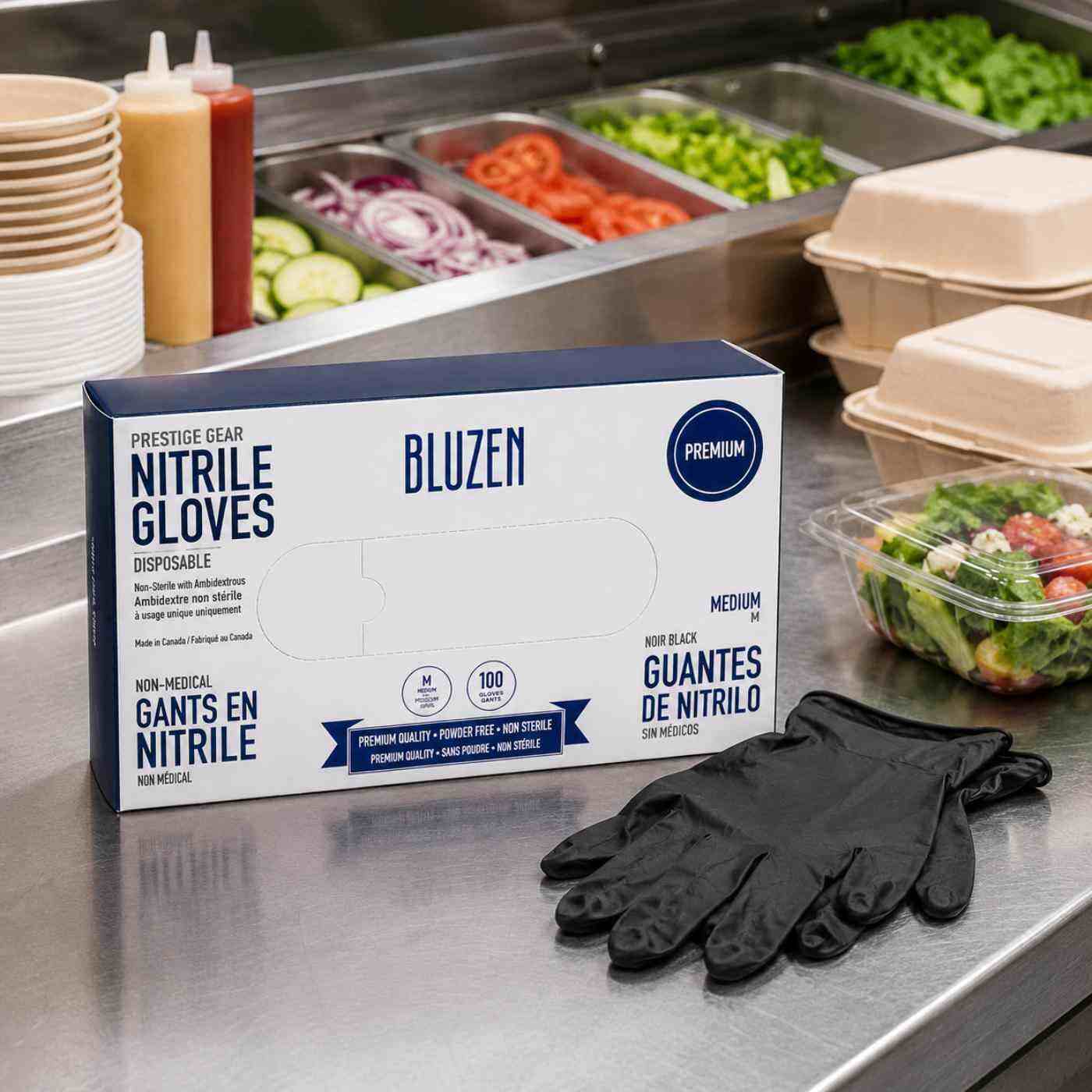 Gloves Nitrile M Blk 3mil Noble/Bluzen 10/100