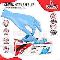 Gloves Nitrile M Blue 2.8mil Reserve 10/100
