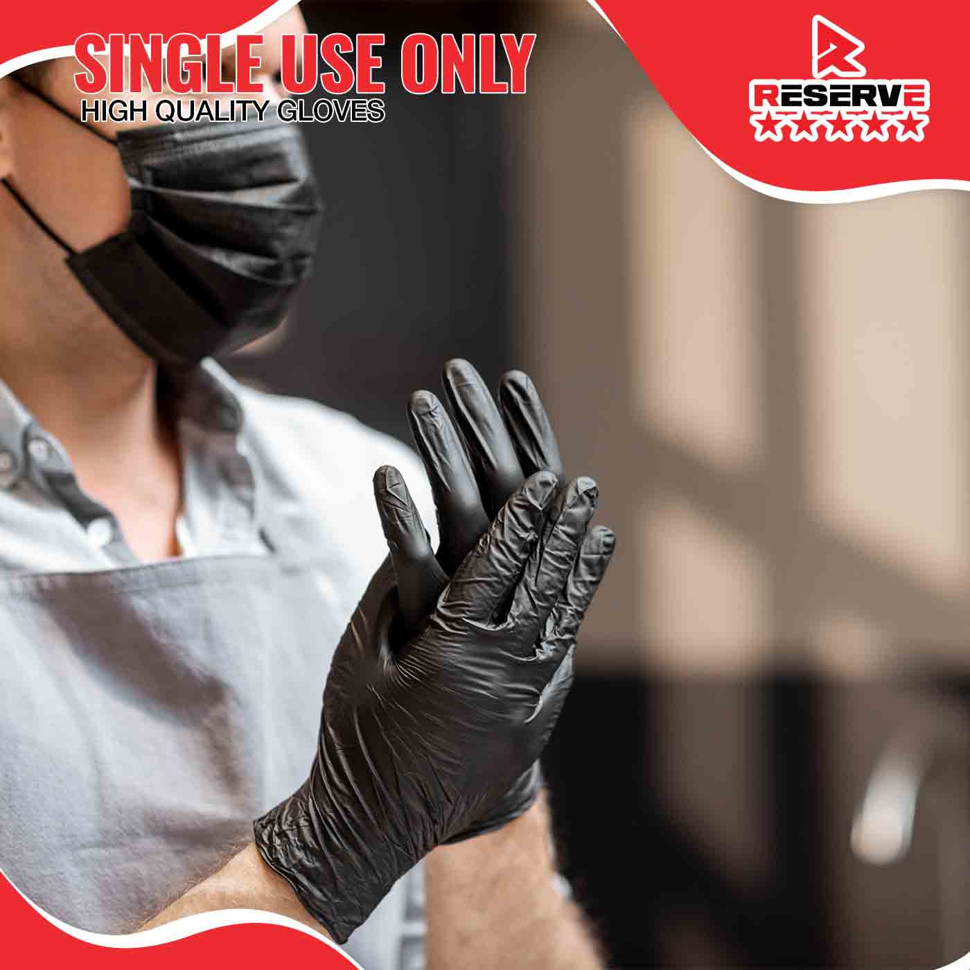 Gloves Nitrile XL Black 3.9 mil Reserve 10/100
