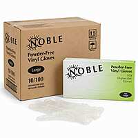 Gloves Vinyl Powder-Free L Clr 3.5mil Noble 10/100