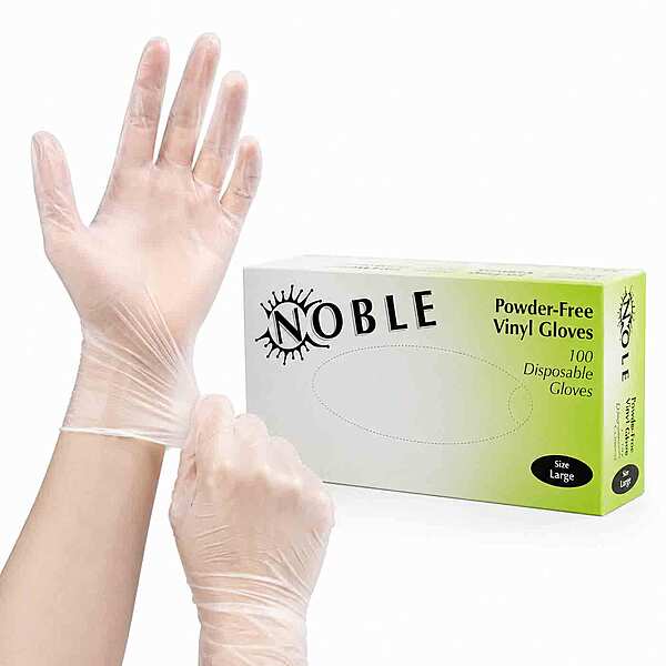 Gloves Vinyl Powder-Free L Clr 3.5mil Noble 10/100
