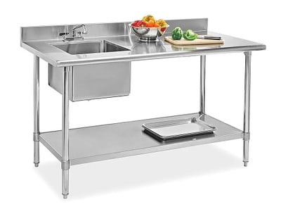 MESAS DE TRABAJO DE ACERO INOXIDABLE CON TARJA