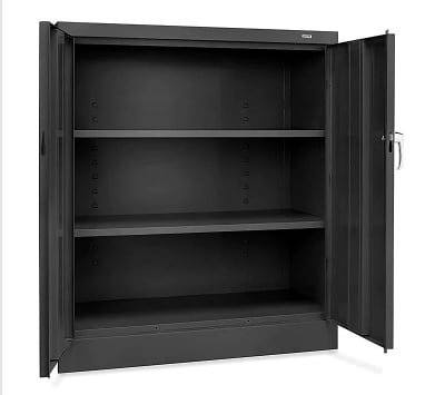 Gabinete de Metal con Altura de Mostrador para Almacenamiento - 36 x 18 x 42", sin Ensamblar, Negro