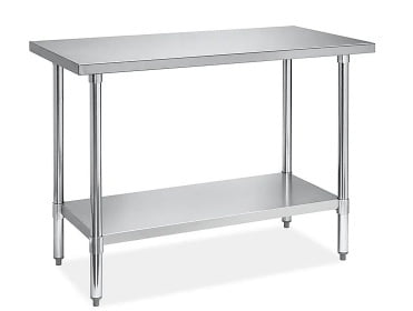 Mesa de Trabajo de Acero Inoxidable Económica con Repisa Inferior - 48 x 24"
