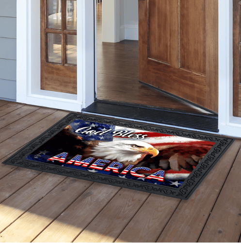 God Bless America Eagle Doormat