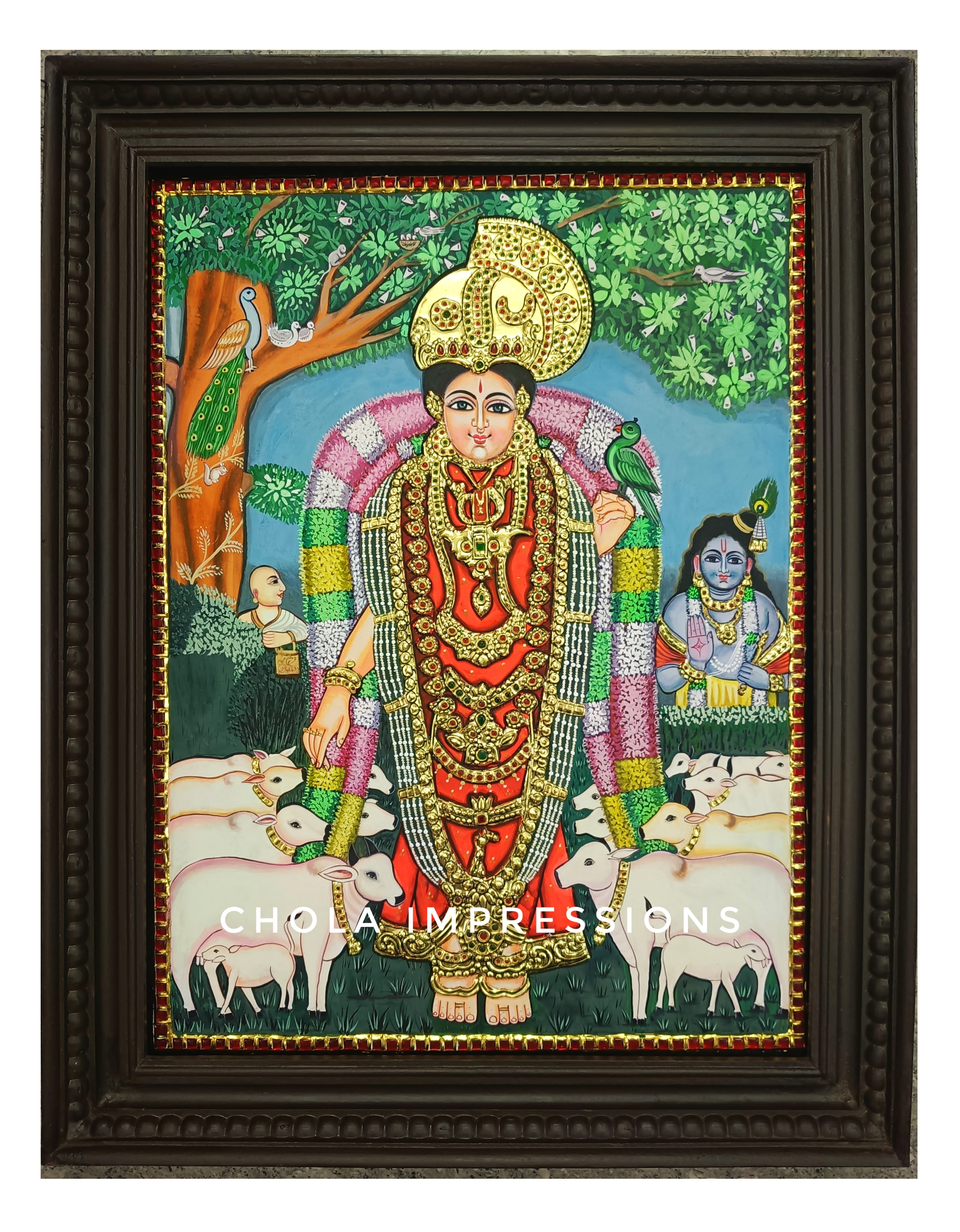 Andal (Godha Devi) Krishna Tanjore Painting - Exlcusive Collection