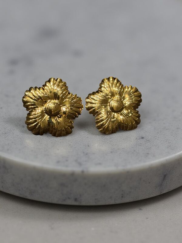 Gold Flower Stud Earrings