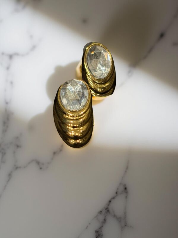Gold-Toned Crystal Stud Earrings