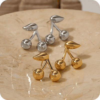 Silver Cherry Earrings