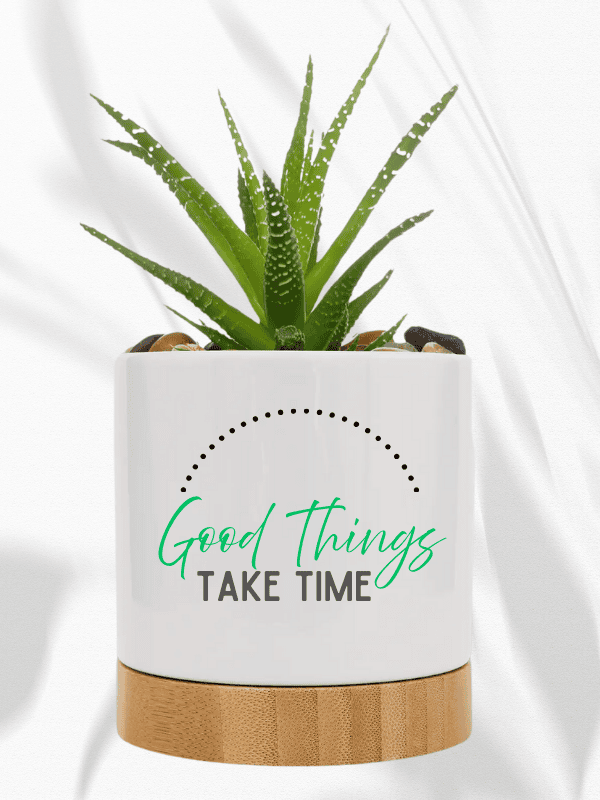 Ceramic Pot with Bamboo Tray