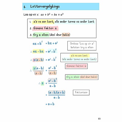 Grade 10 CAPS Maths Study Guide Afrikaans, factorising trinomials, cubes