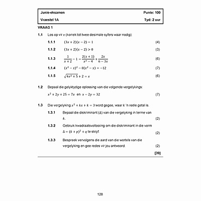 Grade 11 Maths 4 Africa Exam Book Afrikaans, trigonometric equations and surds