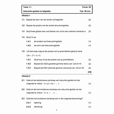 Grade 8 CAPS Maths Exam Book Afrikaans, factorisation