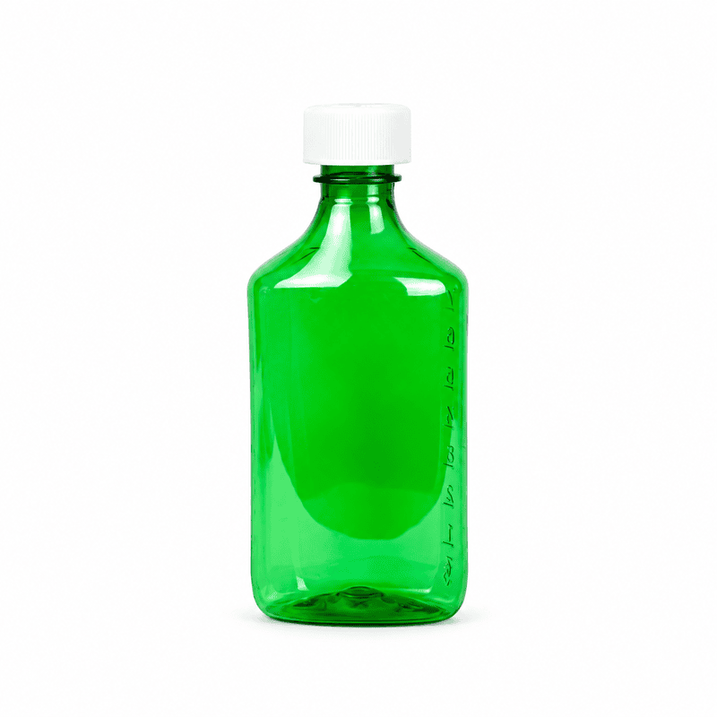8oz Graduated Oval RX Bottles with Caps 100 count-Green